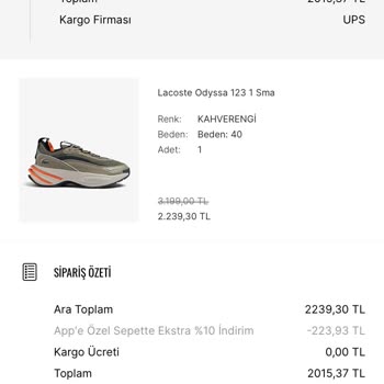 Sneaks Up Sipariş İptali Sonucu Paranın Yatırılmadı