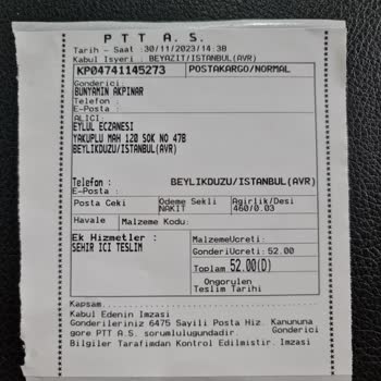 PTT Kargo 8 Günde Şehir İçi Teslim Edilmeyen Kargo