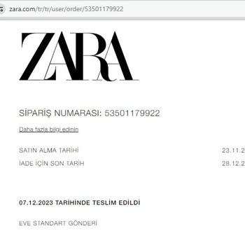 Zara'nın Kaybettiği Siparişim!