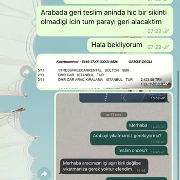 Dmr Car Araç Kiralama Depozito Geri Ödemeyi Alamadım!