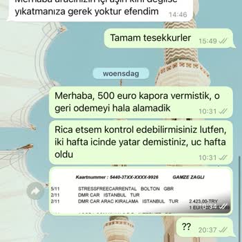 Dmr Car Araç Kiralama Depozito Geri Ödemeyi Alamadım!
