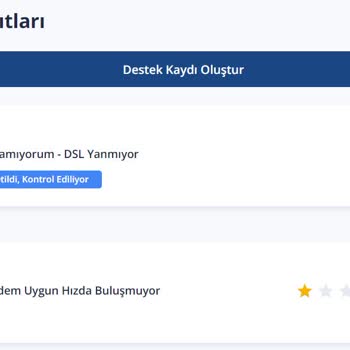 TurkNet İnternet Destek Talebim