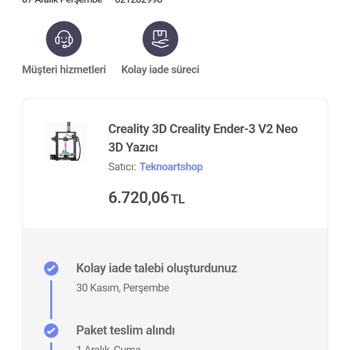 Creality Ürün İadesi Ve Para İadesi, Ayıplı Mal
