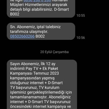 D Smart Yanlış Bilgilendirme İle Yapılan Aboneliğin İptalini Yapmama