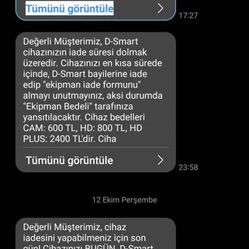 D Smart Yanlış Bilgilendirme İle Yapılan Aboneliğin İptalini Yapmama