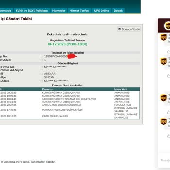 UPS Türkiye Kargo Teslim Edilmiyor.