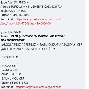 Aras Kargo Teslim Edilmeyen Kargo