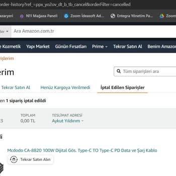 Amazon.com.tr Siparişimi İptal Etti