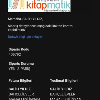Kitapmatik.com.tr Sipariş Tedarik Edilmemesi