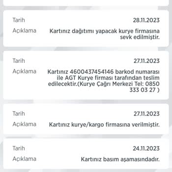 AGT Kurye (aynigunteslim.com) Hala Teslim Edilmeyen Kart