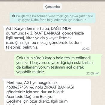 AGT Kurye (aynigunteslim.com) Hala Teslim Edilmeyen Kart