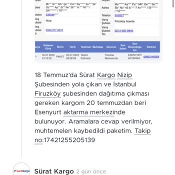 Sürat Kargo Kaybettiği Kargomu Tazmin Etmiyor