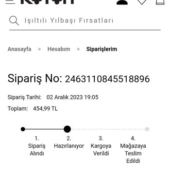 Koton Ürünüm Kargoya Verilmedi
