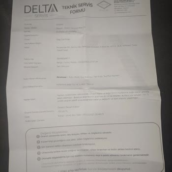 Delta Teknik Servis Garantisi Devam Eden Ürünün Yapımından Ücret Aldılar