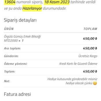 Telkari Dünyası Para İadem Yapılmadı