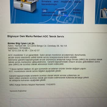 AOC Europe Aoc Monitör Yetkili Servis Yok Ve Webde Görünen Servis Sahte