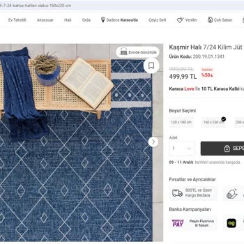 Karaca Home Kaşmir Marka Halıda Koruyucu Kılıf Göndermedi