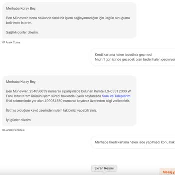 hepsiJET İade Ücret Yapılmaması