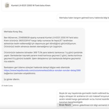 hepsiJET İade Ücret Yapılmaması