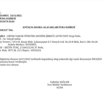 Garanti BBVA Haciz Kaldırıldı Yazısı Almak İstiyorum