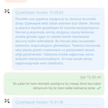 Çiçek Sepeti Yanlış Ürün Gönderildi
