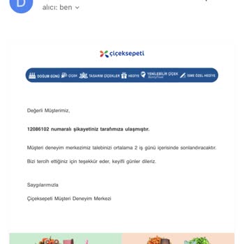 Çiçek Sepeti Yanlış Ürün Gönderildi