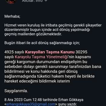 Kuryenet Teslim Edilemeyen Kart