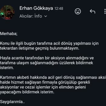 Kuryenet Teslim Edilemeyen Kart