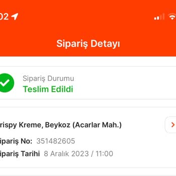 Krispy Kreme Teslim Edildi Görünen Sipariş