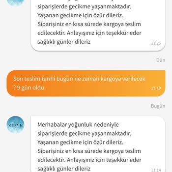 Zirve Çorap 27 Kasımda Sipariş Verildi Ve Hala Kargoya Verilmedi