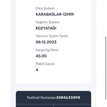 Aras Kargo Kozyatağı Şubesi Şikayetim Var