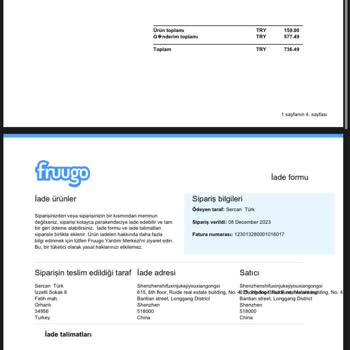 Fruugo Ürün İptali İstiyorum