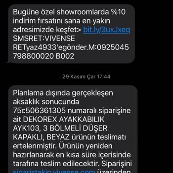 Vivense Sipariş Teslim Edilmedi