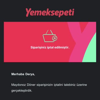 Yemeksepeti 1.5 Saat Sonra Sipariş İptali