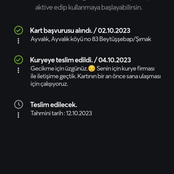 Papara Kartım Teslim Edilmedi