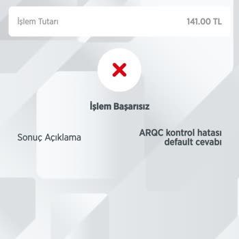 Ziraat Bankası NFC Ödeme Hatası, Kod A. R. Q. C