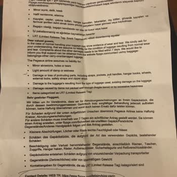 Pegasus'un Bagajıma Hasar Verip İlgilenmemesi