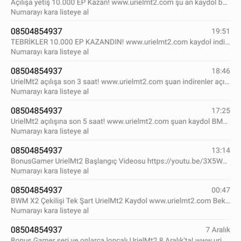 0850 485 49 37 Numaralı Numaradan Gelen Mesajlar