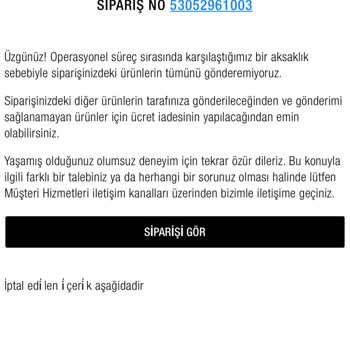 Zara Stok Varken İptal Edilmesi