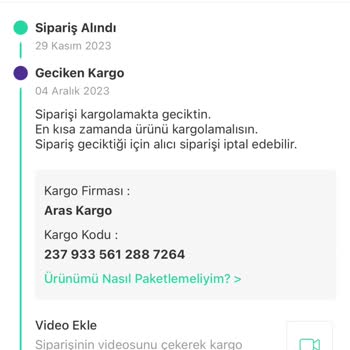 Aras Kargo'nun Kötü Hizmeti