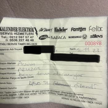 Arzum Yetkili Servis 1 Aydır Ürünümü Gönderemedi