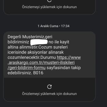 Aras Kargo Kargo Elime Ulaşmadı