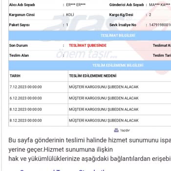 Aras Kargo Kargo Gelmiyor İşgüzarlık