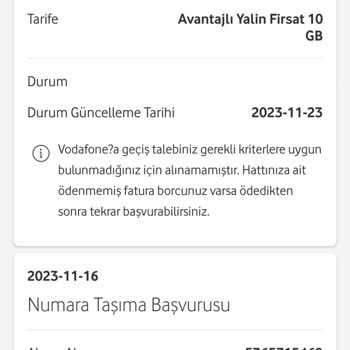 Vodafone Numara Taşıyamama (! ).