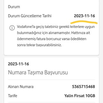 Vodafone Numara Taşıyamama (! ).