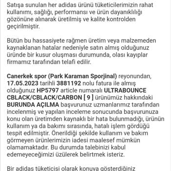 Sporjinal Adidas Ürün Değişimi/İadesi Yapmadı