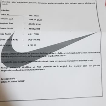 Koray Spor Ayakkabı Taban Şikayeti