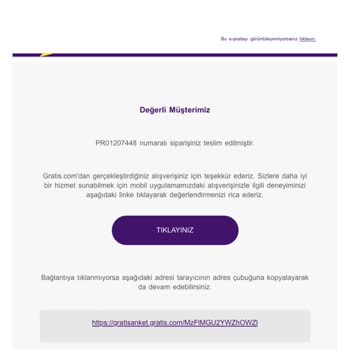 Gratis Teslim Edilmeyen Sipariş