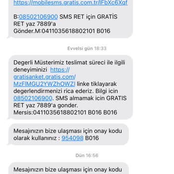 Gratis Teslim Edilmeyen Sipariş