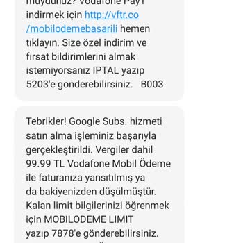 Vodafone Pay Vodafone Google Subs Uygulaması Ücret Kesimi